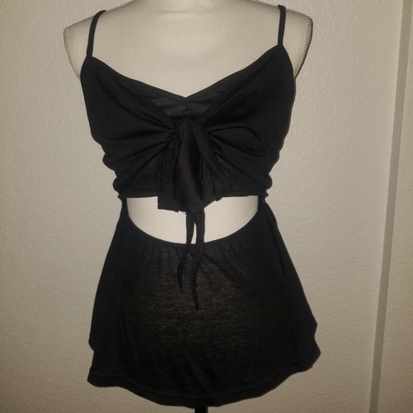 Black Tie Front Cami Top - Picture 2 of 7